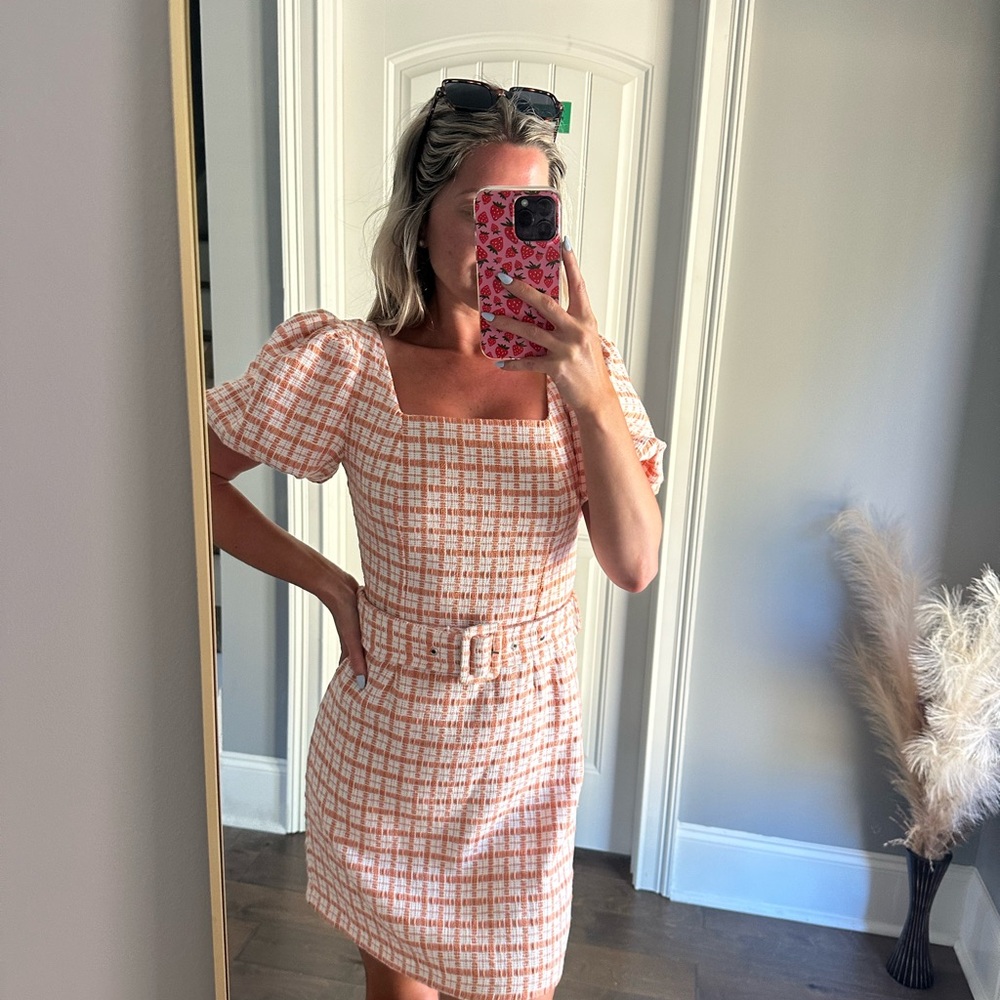 TCEC Orange and White Plaid Dress